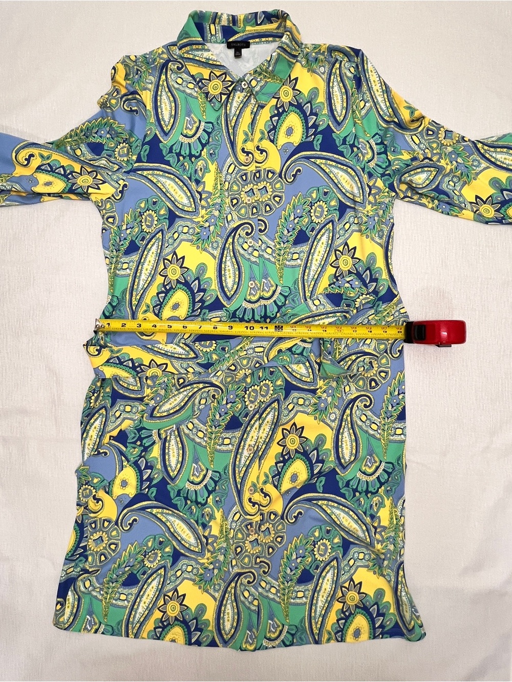 Talbots Paisley Shirt Dress in Blue, Yellow & Green - Picture 6 of 10